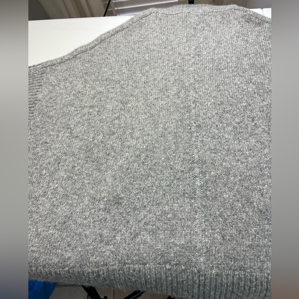 J. Crew Poncho Sweater M/L Wool Alpaca Blend Turtleneck Pullover Pockets Gray - Picture 13 of 14